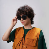 Square Polarized Sunglasses for Women Men Oversized Vintage Shades, Acetate Frame with Nylon Lens
