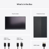 15.6" 1080P FHD Touch Screen Portable Travel Monitor with Speaker Mini HDMI Dual USB-C for Laptop MacBook Surface PC Xbox PS5 Switch, with Cover Stand