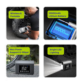Portable Professional 150PSI Tire Inflator Air Compressor Power Station with Jump Starter, USB Charger, for SUV & Car & Bicycle & Motorcycle Tire, Balloons and Other Home Inflatables, Digital Pressure Gauge, Emergency LED Light