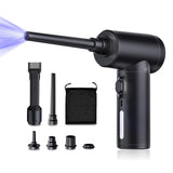 Compressed Air Duster, Portable Handheld Cordless Electric Computer Keyboard Cleaner Gun w/ LED Light, 50000RPM Rechargeable 6000mAh Battery, Reusable Dust Blower for PC, Car, Office and Home