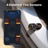 Tire Pressure Monitoring System, Bluetooth 5.0, 5 Alarm Modes, 4 TPMS External Sensors, Support iOS & Android,  Real-time Detection Pressure & Temperature, Easy to Install (15.5-189 PSI)