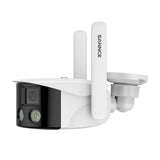 2K 4MP Panoramic Outdoor WiFi Dual-Lens Security Camera, 180° Ultra Wide Angle, Color Night Vision, Human & Vehicle Smart Detection, Two-Way Audio, IP66 Waterproof, Works with Alexa & Google Assistant