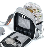 Picnic Backpack for 4 Person Set, with Insulated Bottle Holder, Large Capacity, for Beach, Park, Camping
