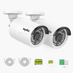 3MP PoE IP Bullet Security Camera w/ Audio Recording, work with SANNCE N98PBD/N96PBK(2-Pack)