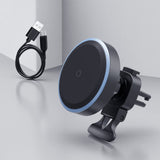 Magnetic Wireless Car Charger Mount with Cooling Fan, Magnets Automatically Align Phone, Compatible with MagSafe and iPhone 14/13/12 Series and Magnetic Cases