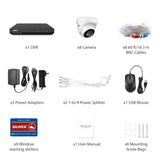 8 Channel 1080P Wired Security Camera System - Hybrid DVR, 8pcs 2MP Turret Cameras, Outdoor & Indoor, Smart Motion Detection, Remote Access