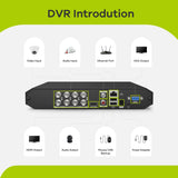 1080P Lite 8-Channel Wired Security DVR System with 2pcs 2MP Outdoor Dome Cameras