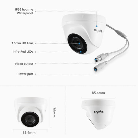 4pcs CCTV 1080p White Dome Cameras IP66 for Home Surveillance Security System