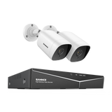 8 Channel 1080P Wired Security Camera System - Hybrid DVR, 2pcs 2MP Bullet Cameras, Outdoor & Indoor, Smart Motion Detection, Remote Access