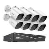 8 Channel 1080P Wired Security Camera System - Hybrid DVR, 8pcs 2MP Bullet Cameras, Outdoor & Indoor, Smart Motion Detection, Remote Access