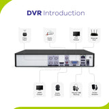 1080p 4-Channel Security Camera System - Hybrid 5-in-1 DVR, 4pcs 2MP Outdoor Bullet Cameras, Motion Detection, Weathproof