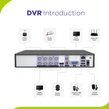 8 Channel 1080P Wired Security Camera System - Hybrid DVR, 8pcs 2MP Bullet Cameras, Outdoor & Indoor, Smart Motion Detection, Remote Access
