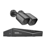 8 Channel 1080P Wired Security Camera System - Hybrid DVR, 2pcs 2MP Bullet Cameras, Outdoor & Indoor, Smart Motion Detection, Remote Access