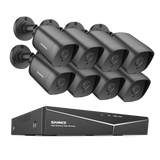 8 Channel 1080P Wired Security Camera System - Hybrid DVR, 8pcs 2MP Bullet Cameras, Outdoor & Indoor, Smart Motion Detection, Remote Access