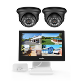 1080p 4 Channel DVR w/ 2 2MP Outdoor Dome Security Camera System, 10.1’’ LCD Colorful Monitor