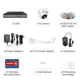 16CH H.264+ 5in1 DVR 3000TVL CCTV Home Security 1080p Dome Camera System Motion