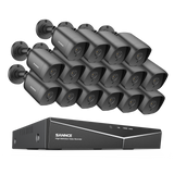 1080p 16 Channel 16 Camera Outdoor Wired Security System, Smart Motion Detection, 100 ft Infrared Night Vision, IP66 Weatherproof