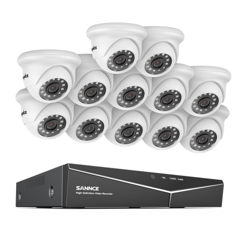 1080p 16 Channel 12 Camera Outdoor Wired Security System, Smart Motion Detection, 100 ft Infrared Night Vision, IP66 Weatherproof