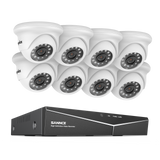 1080p 16 Channel 8 Camera Outdoor Wired Security System, Smart Motion Detection, 100 ft Infrared Night Vision, IP66 Weatherproof