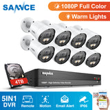 8CH 5IN1 DVR 1080P HD Home Color Day Night 3000TVL Security Camera System