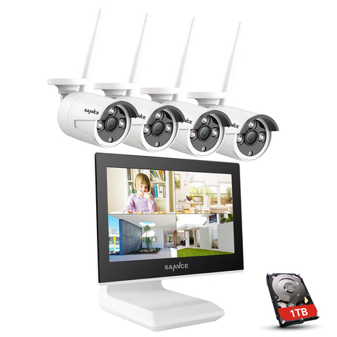 1080P Wireless Security Camera System 5MP NVR with 10'' LCD Monitor 1TB Home Outdoor