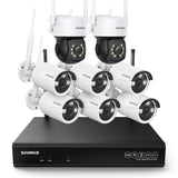 5MP 8-Channel Wireless PT & Bullet Security Camera System, Pan & Tilt, Two-Way Audio, IP66 Waterproof, Smart AI Human Detection, Work With Alexa