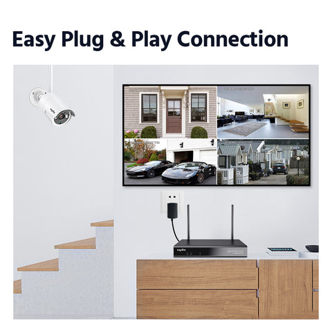 8CH 3MP HD Wireless Home Security Camera System, 5MP NVR, Audio Recording, WiFi IP Cameras