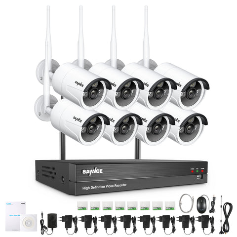 8CH 1080P Wireless Security Camera System WiFi NVR AI Human Detection